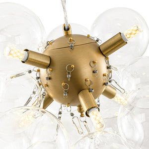 LightFixturesUSA - 6 - Light Brass Cluster Clear Glass Bubble Sphere Chandelier - Chandelier - Brass - 