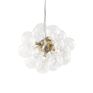 LightFixturesUSA - 6 - Light Brass Cluster Clear Glass Bubble Sphere Chandelier - Chandelier - Brass - 