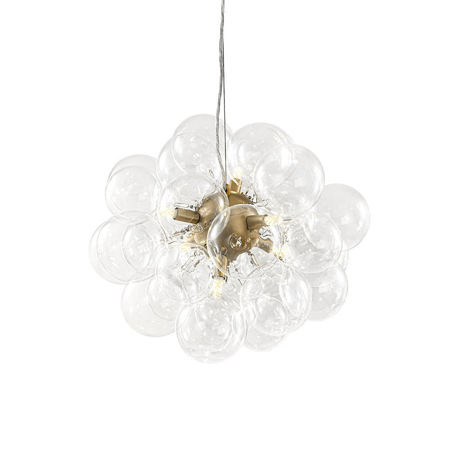 LightFixturesUSA - 6 - Light Brass Cluster Clear Glass Bubble Sphere Chandelier - Chandelier - Brass - 