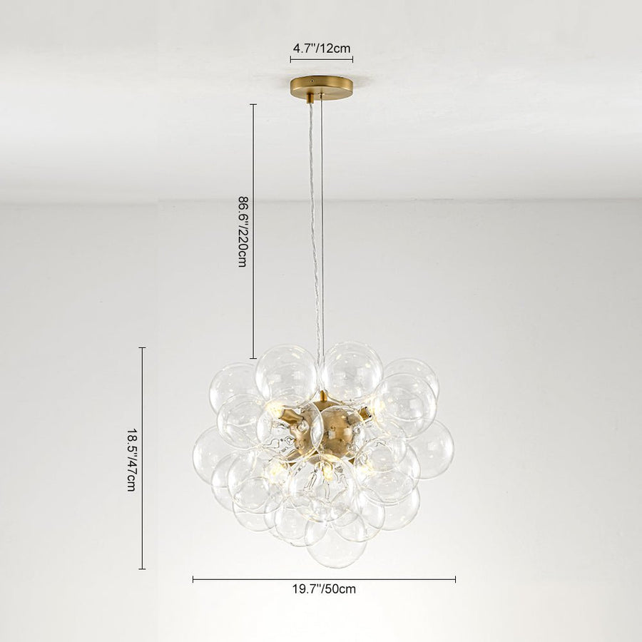 LightFixturesUSA - 6 - Light Brass Cluster Clear Glass Bubble Sphere Chandelier - Chandelier - Brass (Pre - Order) - 