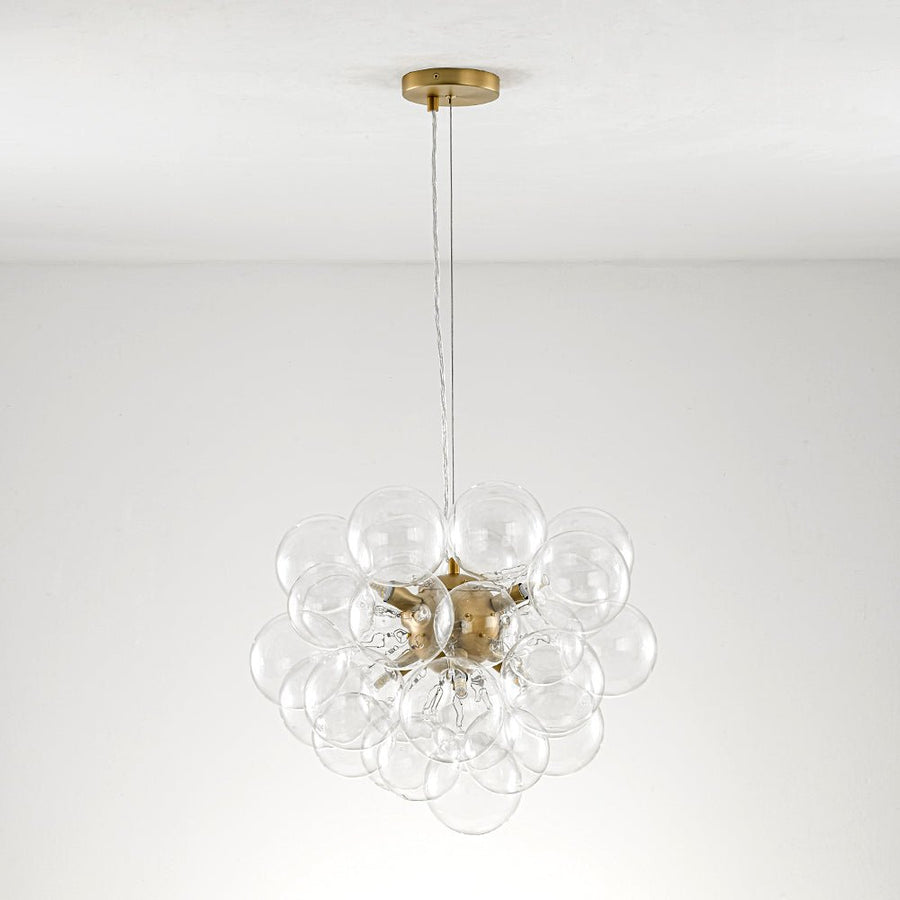 LightFixturesUSA - 6 - Light Brass Cluster Clear Glass Bubble Sphere Chandelier - Chandelier - Brass (Pre - Order) - 