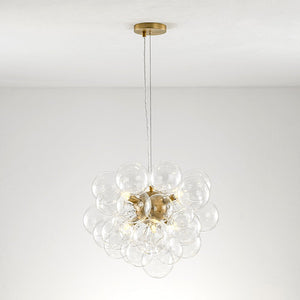 LightFixturesUSA - 6 - Light Brass Cluster Clear Glass Bubble Sphere Chandelier - Chandelier - Brass (Pre - Order) - 