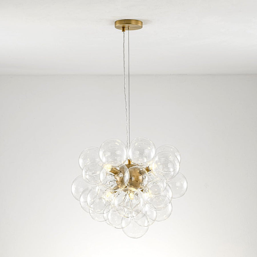 LightFixturesUSA - 6 - Light Brass Cluster Clear Glass Bubble Sphere Chandelier - Chandelier - Brass (Pre - Order) - 