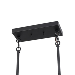 LightFixturesUSA - 6 - Light Candle Ripple Glass Black Rectangle Island Pendant - Chandelier - Matte Black - 