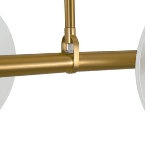 LightFixturesUSA - 6 - Light Frosted Glass Globe Linear Island Chandelier - Chandelier - Brass - 