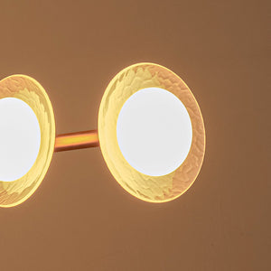 LightFixturesUSA - 6 - Light Frosted Glass Globe Linear Island Chandelier - Chandelier - Brass - 