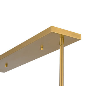 LightFixturesUSA - 6 - Light Frosted Glass Globe Linear Island Chandelier - Chandelier - Brass - 