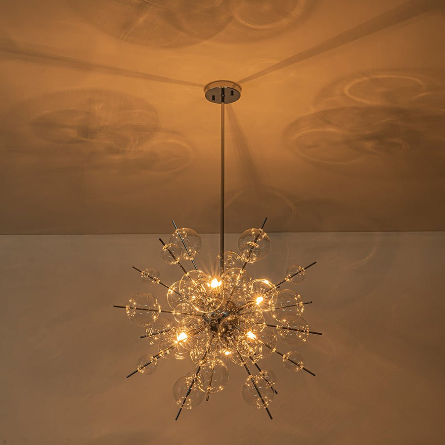 LightFixturesUSA - 6 - Light Glass Globe Bubble Sputnik Sunburst Chandelier - Chandelier - Chrome - 