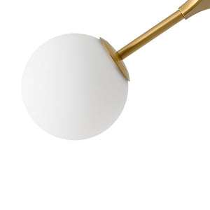 LightFixturesUSA - 6 - Light Opal Glass Globe Linear Branch Sputnik Chandelier - Chandelier - Brass - 