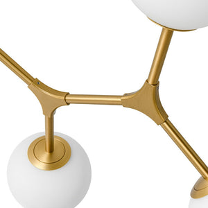 LightFixturesUSA - 6 - Light Opal Glass Globe Linear Branch Sputnik Chandelier - Chandelier - Brass - 