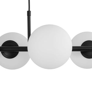 LightFixturesUSA - 6 - Light Opal Glass Globe Linear Island Chandelier - Chandelier - Black - 