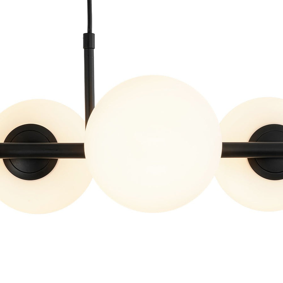 LightFixturesUSA - 6 - Light Opal Glass Globe Linear Island Chandelier - Chandelier - Black - 