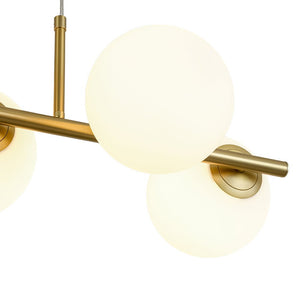 LightFixturesUSA - 6 - Light Opal Glass Globe Linear Island Chandelier - Chandelier - Brass - 