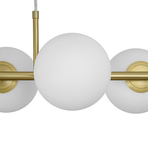 LightFixturesUSA - 6 - Light Opal Glass Globe Linear Island Chandelier - Chandelier - Brass - 