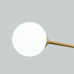 LightFixturesUSA - 6 - Light Opal Glass Globe Linear Sputnik Semi Flush - Ceiling Light - Brass - 