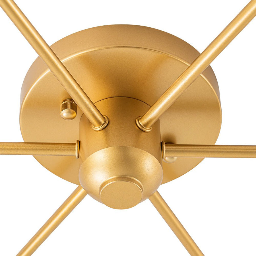 LightFixturesUSA - 6 - Light Opal Glass Globe Linear Sputnik Semi Flush Chandelier - Chandelier - Brass - 