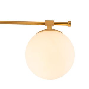 LightFixturesUSA - 6 - Light Opal Glass Globe Linear Sputnik Semi Flush Chandelier - Chandelier - Brass - 