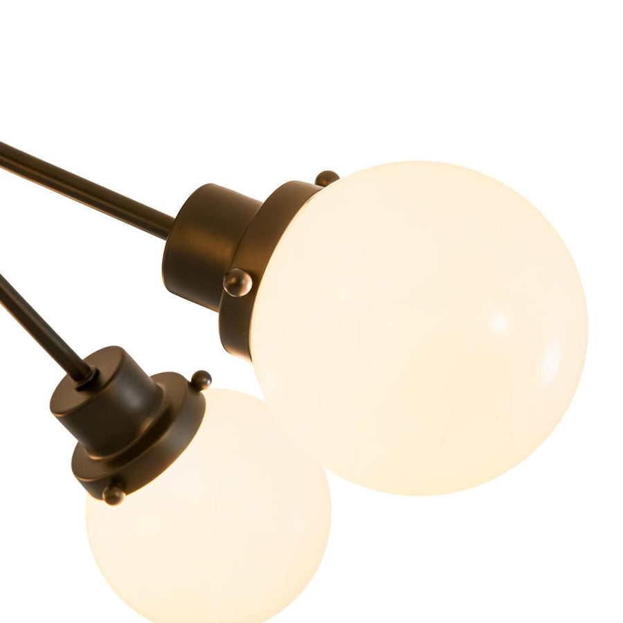 LightFixturesUSA - 6 - Light Opal Glass Globe Sputnik Semi Flush Mount - Ceiling Light - Black - 