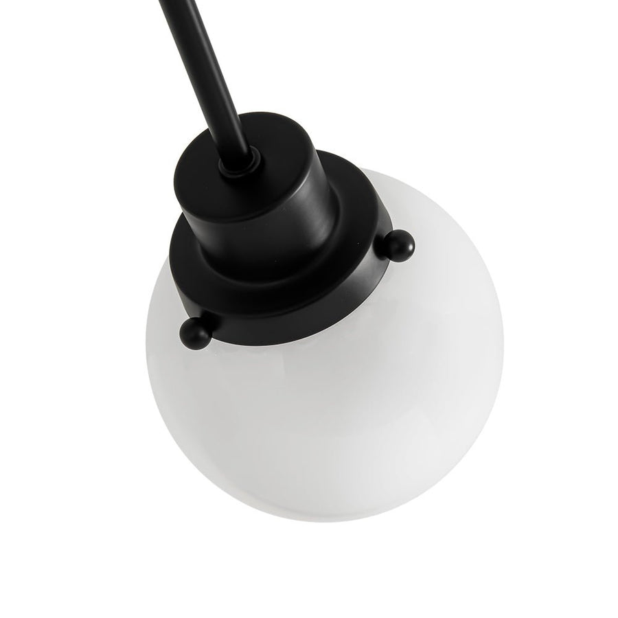 LightFixturesUSA - 6 - Light Opal Glass Globe Sputnik Semi Flush Mount - Ceiling Light - Black - 