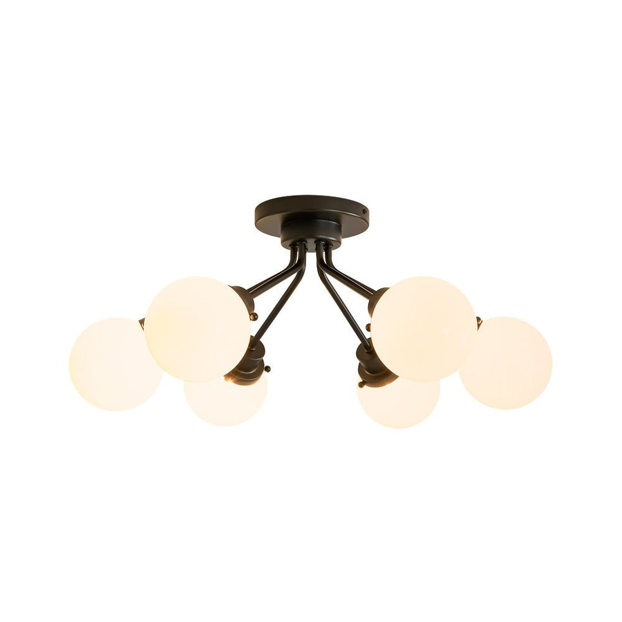 LightFixturesUSA - 6 - Light Opal Glass Globe Sputnik Semi Flush Mount - Ceiling Light - Black - 