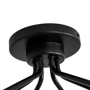 LightFixturesUSA - 6 - Light Opal Glass Globe Sputnik Semi Flush Mount - Ceiling Light - Black - 