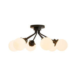 LightFixturesUSA - 6 - Light Opal Glass Globe Sputnik Semi Flush Mount - Ceiling Light - Black - 