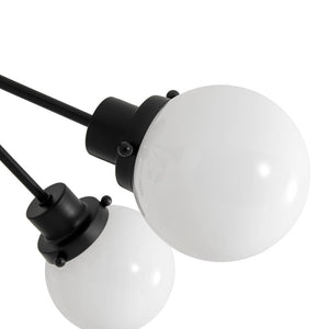 LightFixturesUSA - 6 - Light Opal Glass Globe Sputnik Semi Flush Mount - Ceiling Light - Black - 