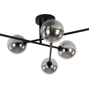 LightFixturesUSA - 6 - Light Smoked Glass Globe Linear Sputnik Semi Flush - Ceiling Light - Black - 