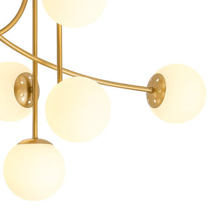 LightFixturesUSA - 6‑Light Arch Opal Glass Globe Bubble Semi Flush Chandelier - Chandelier - Brass - 