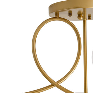 LightFixturesUSA - 6‑Light Arch Opal Glass Globe Bubble Semi Flush Chandelier - Chandelier - Brass - 