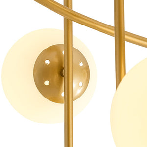 LightFixturesUSA - 6‑Light Arch Opal Glass Globe Bubble Semi Flush Chandelier - Chandelier - Brass - 