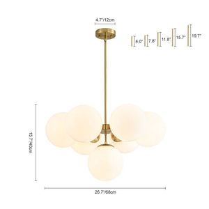 LightFixturesUSA - 7 - light Brass Sputnik Opal Glass Globe Bubble Chandelier - Chandelier - Brass - 