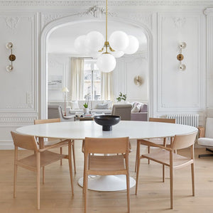 LightFixturesUSA - 7 - light Brass Sputnik Opal Glass Globe Bubble Chandelier - Chandelier - Brass - 