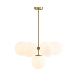 LightFixturesUSA - 7 - light Brass Sputnik Opal Glass Globe Bubble Chandelier - Chandelier - Brass (Pre - Order) - 
