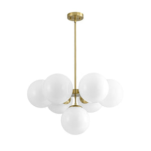 LightFixturesUSA - 7 - light Brass Sputnik Opal Glass Globe Bubble Chandelier - Chandelier - Brass (Pre - Order) - 