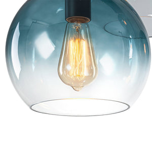 LightFixturesUSA - 7 - Light Cluster Blue Glass Globe Bubble Island Pendant - Chandelier - Blue + Black - 
