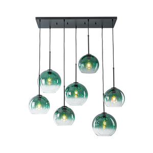 LightFixturesUSA-7-Light Cluster Green Glass Globe Bubble Island Pendant-Chandelier-Green + Black-