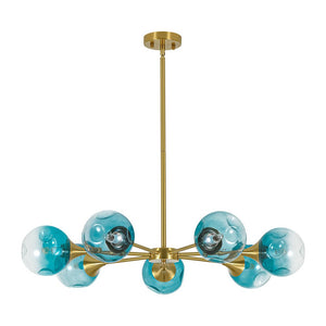 LightFixturesUSA - 7 - light Gradient Blue Glass Globe Round Sputnik Chandelier - Chandelier - 33.5 in - 