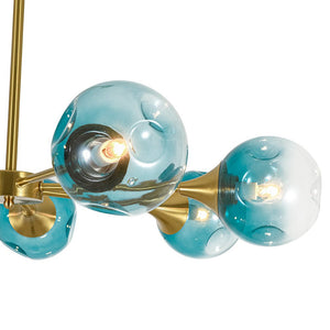 LightFixturesUSA - 7 - light Gradient Blue Glass Globe Round Sputnik Chandelier - Chandelier - 33.5 in - 