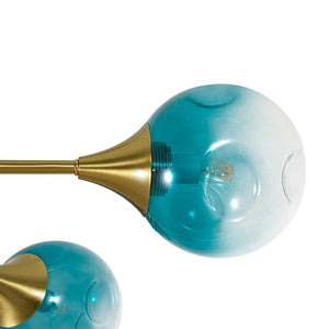LightFixturesUSA - 7 - light Gradient Blue Glass Globe Round Sputnik Chandelier - Chandelier - 33.5 in - 