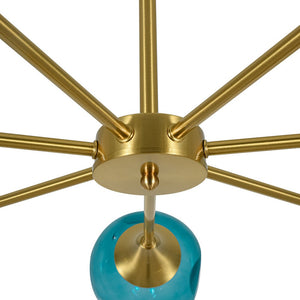 LightFixturesUSA - 7 - light Gradient Blue Glass Globe Round Sputnik Chandelier - Chandelier - 33.5 in - 