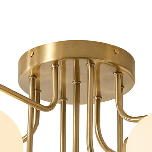 LightFixturesUSA - 7 - Light Opal Glass Bubble Sputnik Semi Flush Chandelier - Chandelier - Black Brass - 