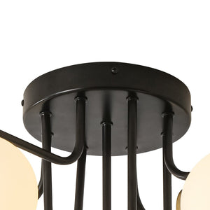LightFixturesUSA - 7 - Light Opal Glass Bubble Sputnik Semi Flush Chandelier - Chandelier - Black Brass - 