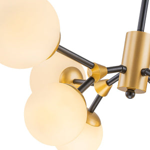 LightFixturesUSA - 8 - Light Black Brass White Glass Globe Round Sputnik Chandelier - Chandelier - 23.2 in - 