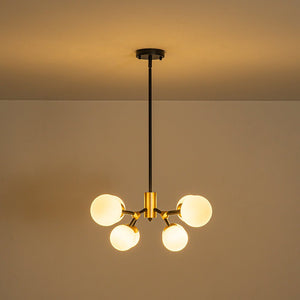 LightFixturesUSA - 8 - Light Black Brass White Glass Globe Round Sputnik Chandelier - Chandelier - 23.2 in - 