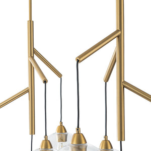 LightFixturesUSA - 8 - Light Branch Draped Glass Bubble Island Double Chandelier - Chandelier - Brass - 