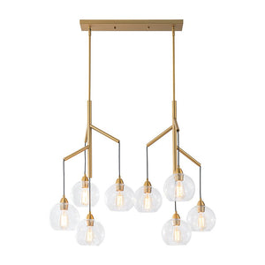 LightFixturesUSA - 8 - Light Branch Draped Glass Bubble Island Double Chandelier - Chandelier - Brass - 