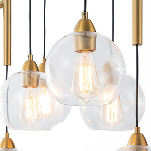 LightFixturesUSA - 8 - Light Branch Draped Glass Bubble Island Double Chandelier - Chandelier - Brass - 