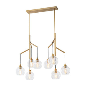 LightFixturesUSA - 8 - Light Branch Draped Glass Bubble Island Double Chandelier - Chandelier - Brass - 