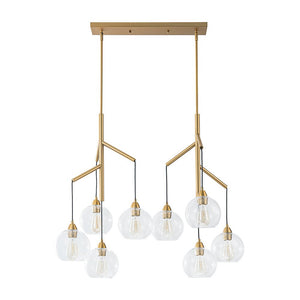 LightFixturesUSA - 8 - Light Branch Draped Glass Bubble Island Double Chandelier - Chandelier - Brass - 